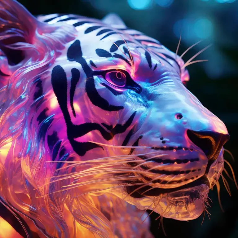 3d animal shape-glowing with bright holographic colors